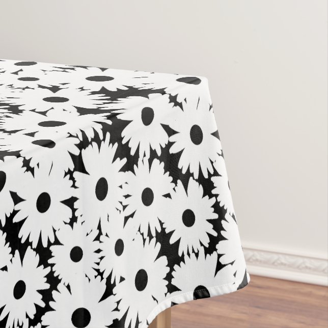 Negative Space Daisies weiß auf schwarz Tischdecke (Beispiel)