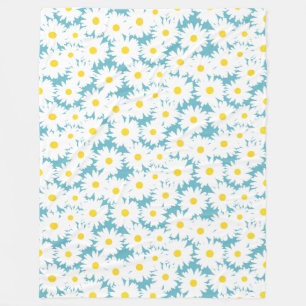 Negative Space Daisies weiß gelb auf blau Fleecedecke