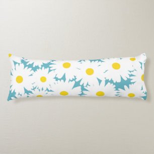 Negative Space Daisies weiß gelb auf blau Seitenschläferkissen