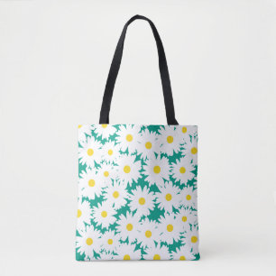 Negative Space Daisies weiß gelb auf grün Tasche