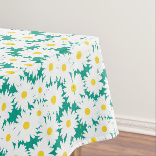 Negative Space Daisies weiß gelb auf grün Tischdecke