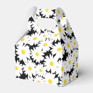 Negative Space Daisies weiß gelb auf schwarz Geschenkschachtel