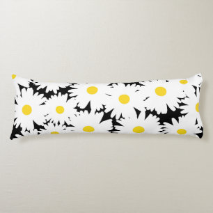 Negative Space Daisies weiß gelb auf schwarz Seitenschläferkissen