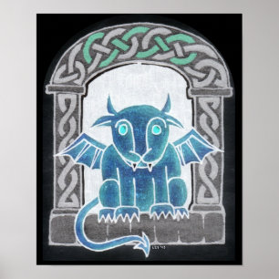 Negativer Druck des keltischen Wasserspeiers Poster