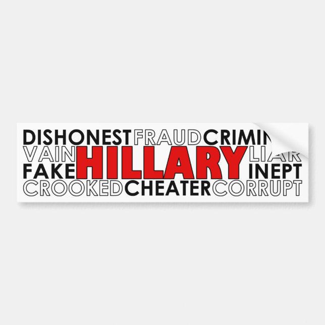 Negativer Merkmal-Autoaufkleber Hillary Clinton Autoaufkleber (Vorne)