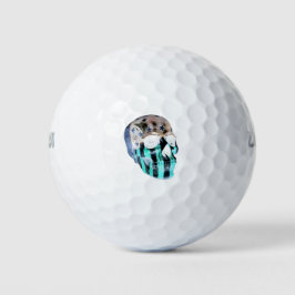 Negatives Bild eines bemalten Schädels Golfball