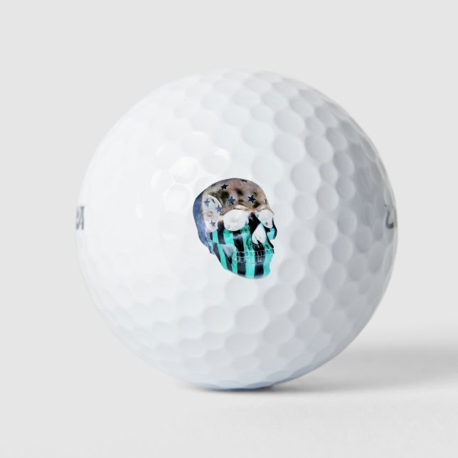 Negatives Bild eines bemalten Schädels Golfball (Vorderseite)
