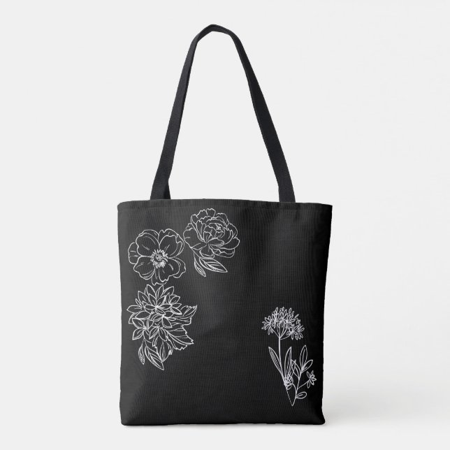 negra con flores blancas personalizable tasche (Rückseite)