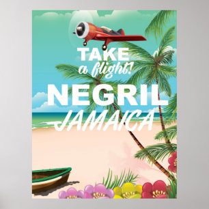 Negril Beach Jamaica Vintage Reiseplakat Poster