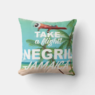 Negril Beach Jamaika Vintage-Reiseposter Kissen