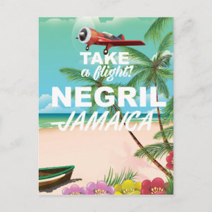 Negril Beach Jamaika Vintage-Reiseposter Postkarte