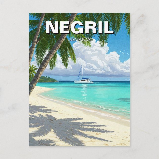 Negril Jamaica Beach Travel Postkarte (Vorderseite)