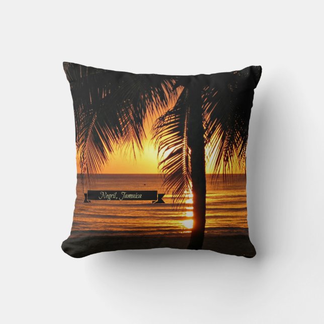 Negril, Jamaika Sonnenuntergang Kissen (Vorderseite)