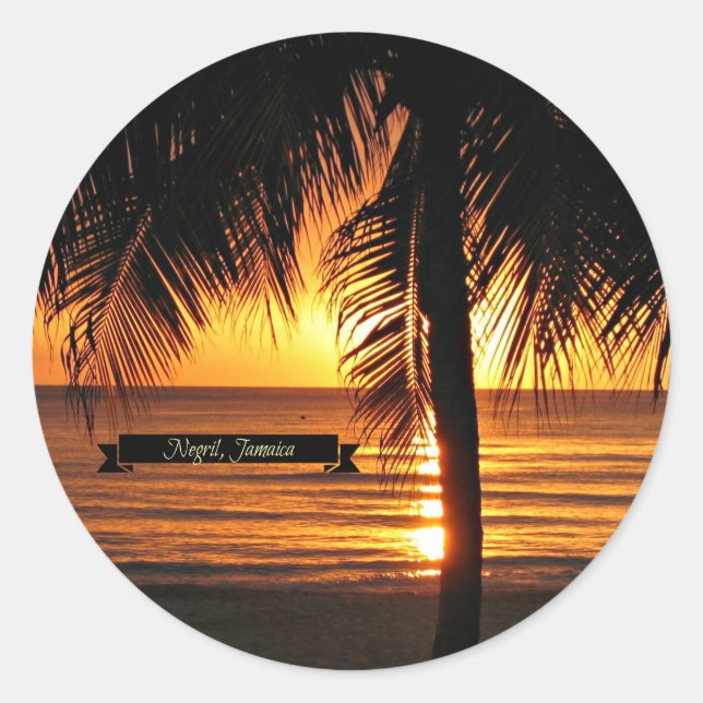 Negril, Jamaika Sonnenuntergang, schönes Foto, Runder Aufkleber (Vorderseite)