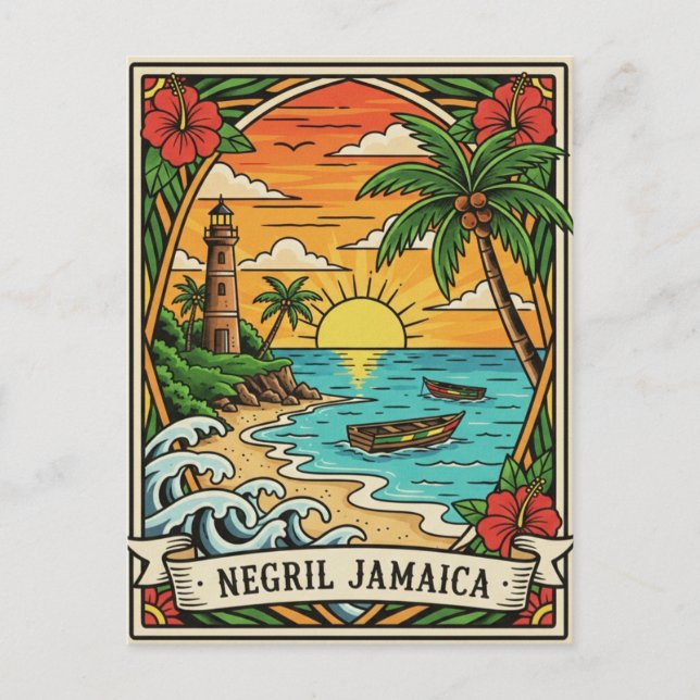 Negril Jamaika Strand Postkarte (Vorderseite)