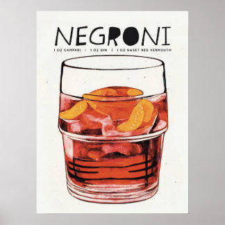 Negroni Retro Art Große Glas Cocktail Poster