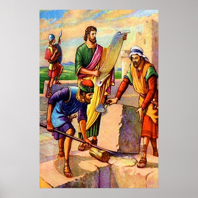 Nehemiah 4 Gebäude, die Mauern von Jerusalem Poste Poster (Vorne)