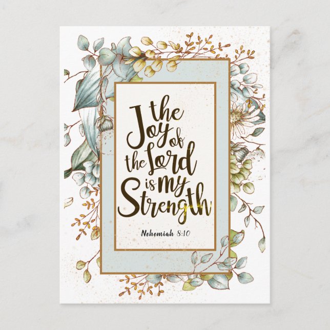 Nehemiah 8:10 Die Freude des Herrn ist meine Stärk Postkarte (Vorderseite)