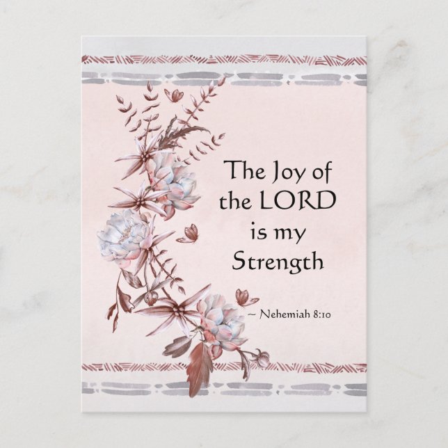 Nehemiah 8:10 Die Freude des Herrn ist meine Stärk Postkarte (Vorderseite)