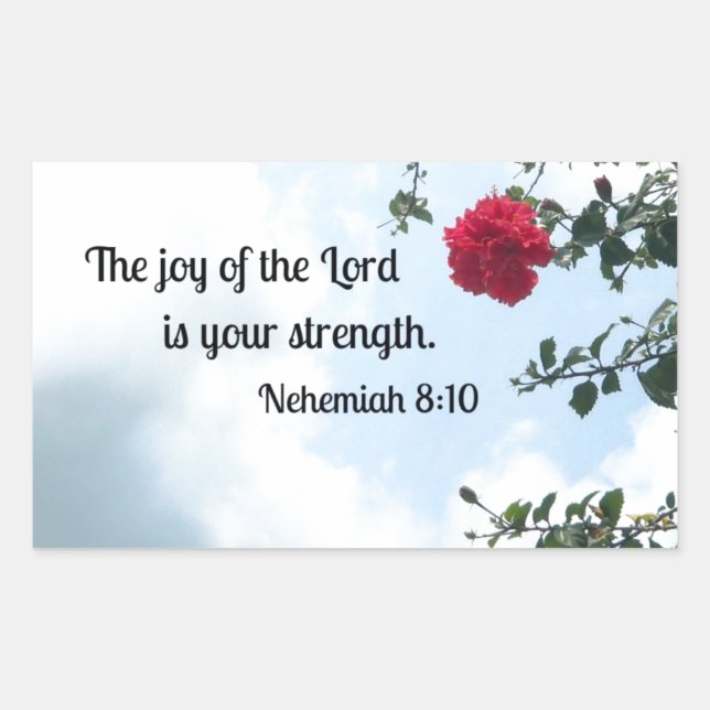 Nehemiah 8:10 Die Freude des Herrn.. Rechteckiger Aufkleber (Vorderseite)