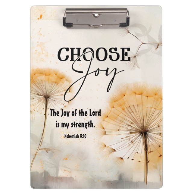 Nehemiah 8:10 Joy of the Lord Bible Dandelion Klemmbrett (Vorderseite)