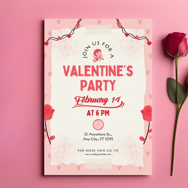 Nehmen Sie an uns für Valentins Party teil Mitteilungskarte (Von Creator hochgeladen)