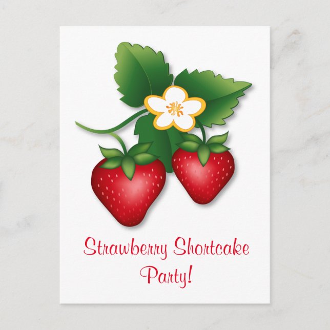 Nehmen Sie an unserem Erdbeerkuchen-Party teil Postkarte (Vorderseite)
