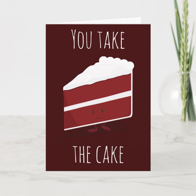 Nehmen Sie das Cake Red Velvet Dessert. Danke Karte (Vorderseite)
