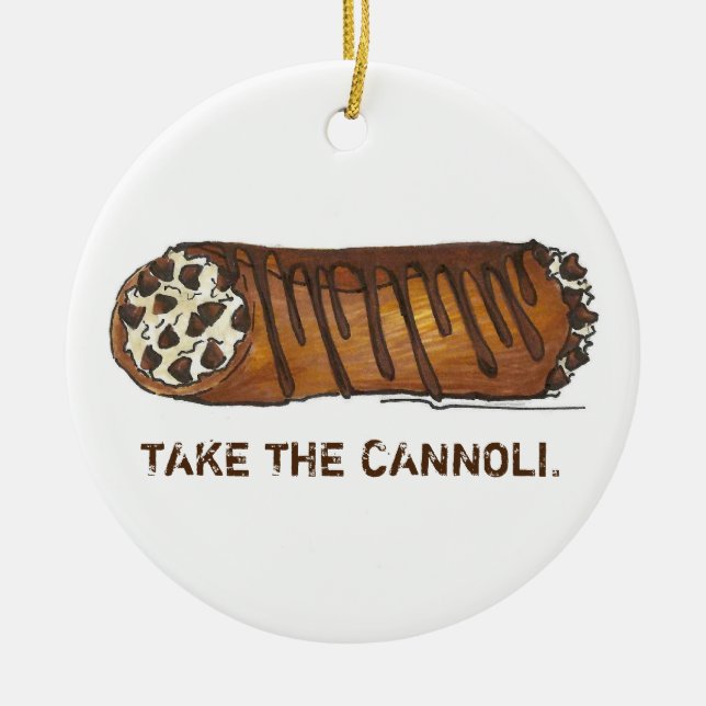 Nehmen Sie den Cannoli Chocolate Chip Italienische Keramikornament (Vorne)