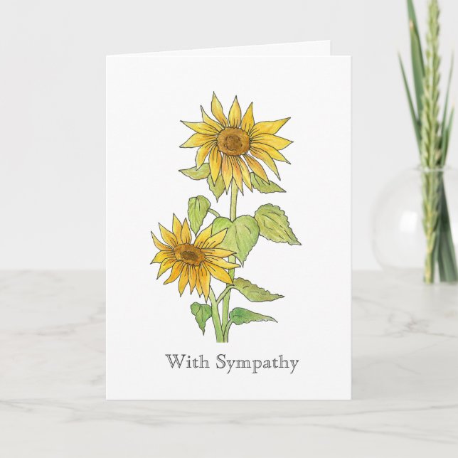 Nehmen Sie die Sympathiekarte Sonnenblumen tief ei Karte (Vorderseite)