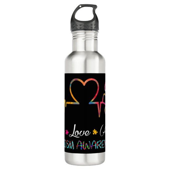 Nehmen Sie diese "Live-Liebe Akzeptiert Autismus-B Edelstahlflasche (Vorderseite)