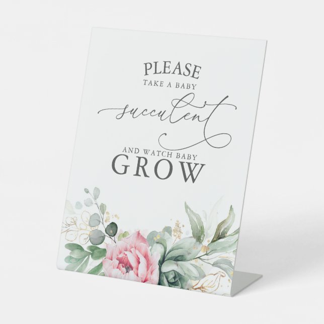 Nehmen Sie ein Baby Succulent - Greenery Baby Dusc Sockelschild (Vorderseite)