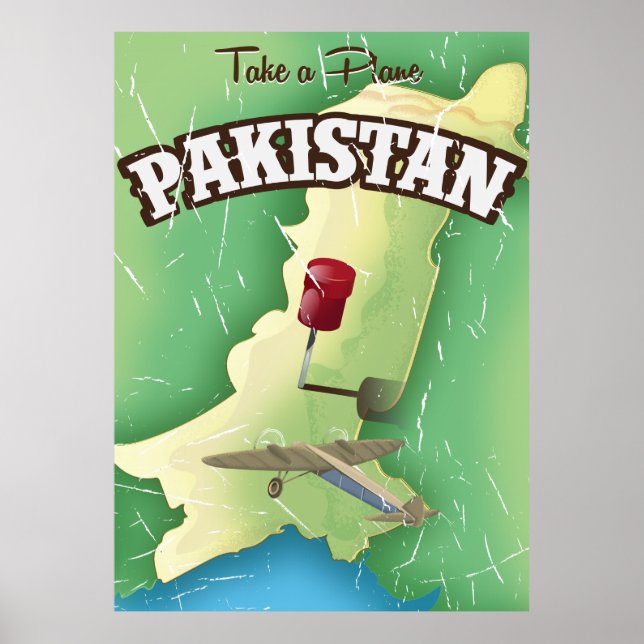 Nehmen Sie ein Flugzeug Pakistan Reiseplakat Poster (Vorne)