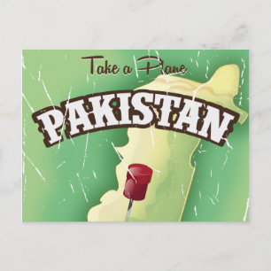 Nehmen Sie ein Flugzeug Pakistan Reiseplakat Postkarte