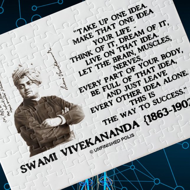 Nehmen Sie eine Idee auf, die Idee zu Ihrem Lebens (Inspirational jigsaw puzzle featuring words of wisdom by 19th century religious leader Vivekananda)