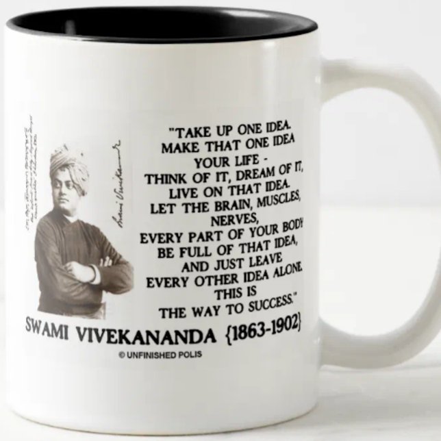 Nehmen Sie eine Idee machen dass Idee Ihr Zweifarbige Tasse (Inspirational Vivekananda quote mug on the way to success -- i.e., take up one idea)