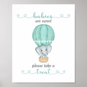 Nehmen Sie eine Leckerei Green Elephant Baby Dusch Poster