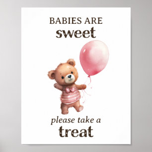 Nehmen Sie eine Leckerei Teddy Bear Girl Baby Dusc Poster