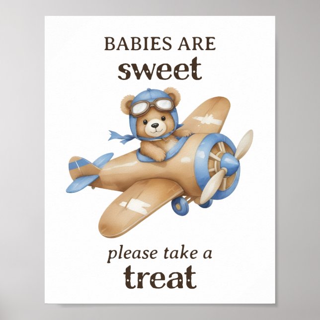 Nehmen Sie eine Leckerei Teddy Bear Pilot Baby Boy Poster (Vorne)