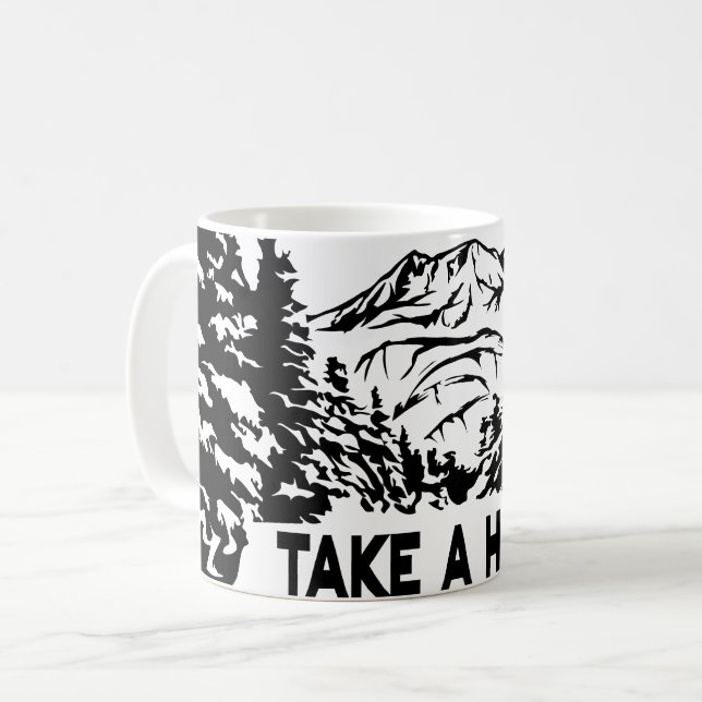 Nehmen Sie eine monochrome Berglandschaft zu Wande Kaffeetasse (Vorderseite Links)