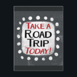 Nehmen Sie eine Road Trip Heute Postkarte<br><div class="desc">"Take a Road Trip Today" ist ein niedliches Textdesign in Grau mit schwarzem und rotem Text. Er sitzt auf einer weißen Akzent-Form und niedliche weiße Polka-Punkte,  die ihn umgeben.</div>
