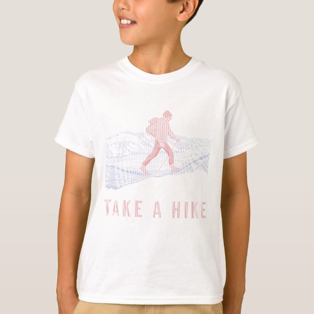 Nehmen Sie eine Wanderung Blau und Rot T-Shirt (Vorderseite)