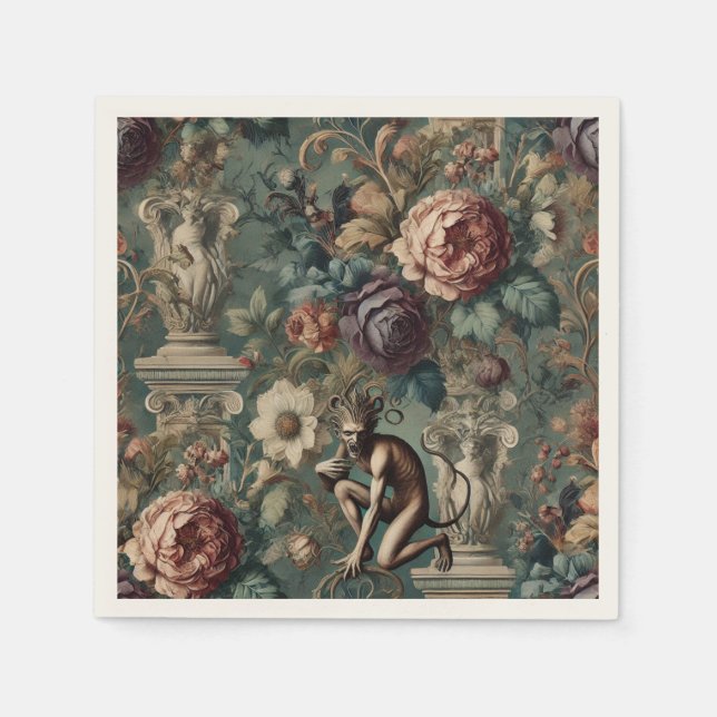 Nehmen Sie einen Bow - Gothic Floral Design Serviette (Vorderseite)