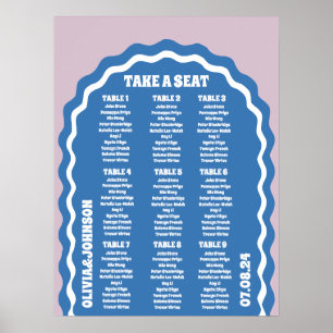 Nehmen Sie einen Lila Retro-Wavy-Arch-Stil mit Sit Poster