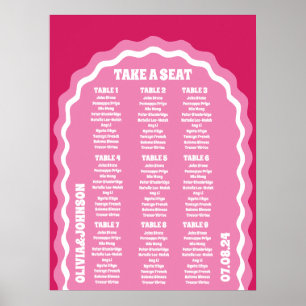 Nehmen Sie einen Platz rosa Magenta Retro Wavy Arc Poster