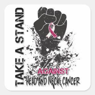 Nehmen Sie einen Stand gegen Haupthals-Krebs Quadratischer Aufkleber