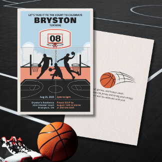 Nehmen Sie es zum Court Basketball Birthday Einlad Einladung