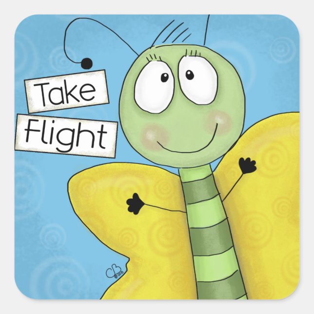 Nehmen Sie Flight Butterfly Quadratischer Aufkleber (Vorderseite)