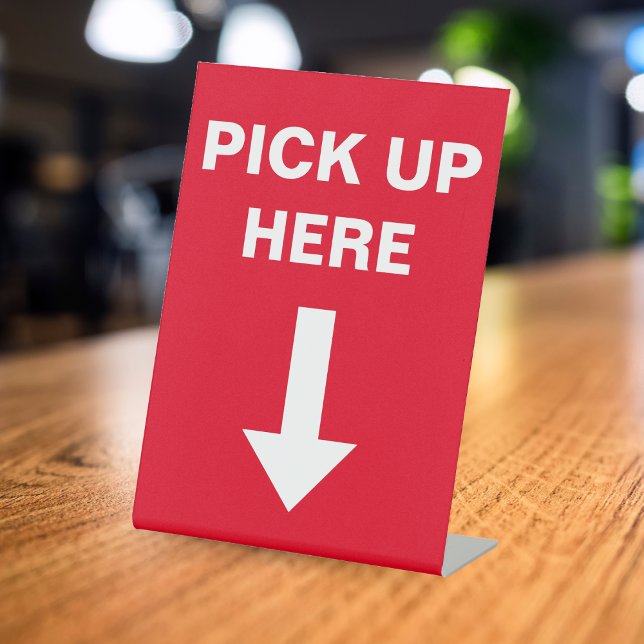 Nehmen Sie hier den Zustelltreiber, um fortzufahre Sockelschild (Pick Up Here Delivery Driver To Go Pedestal Sign)
