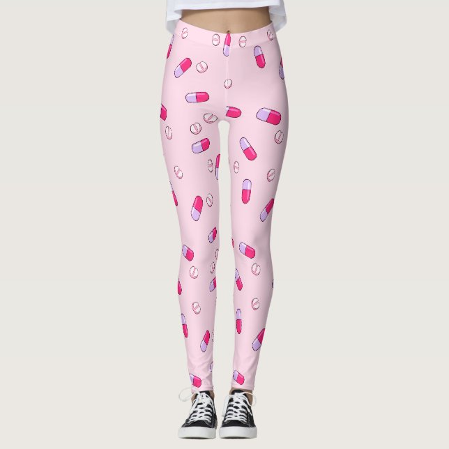 Nehmen Sie Ihre Medizin-Leggings (Rosa) Leggings (Vorderseite)